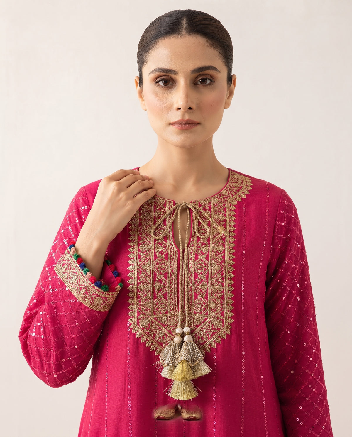 Maroon 3-Piece Suit with Matching Dupatta