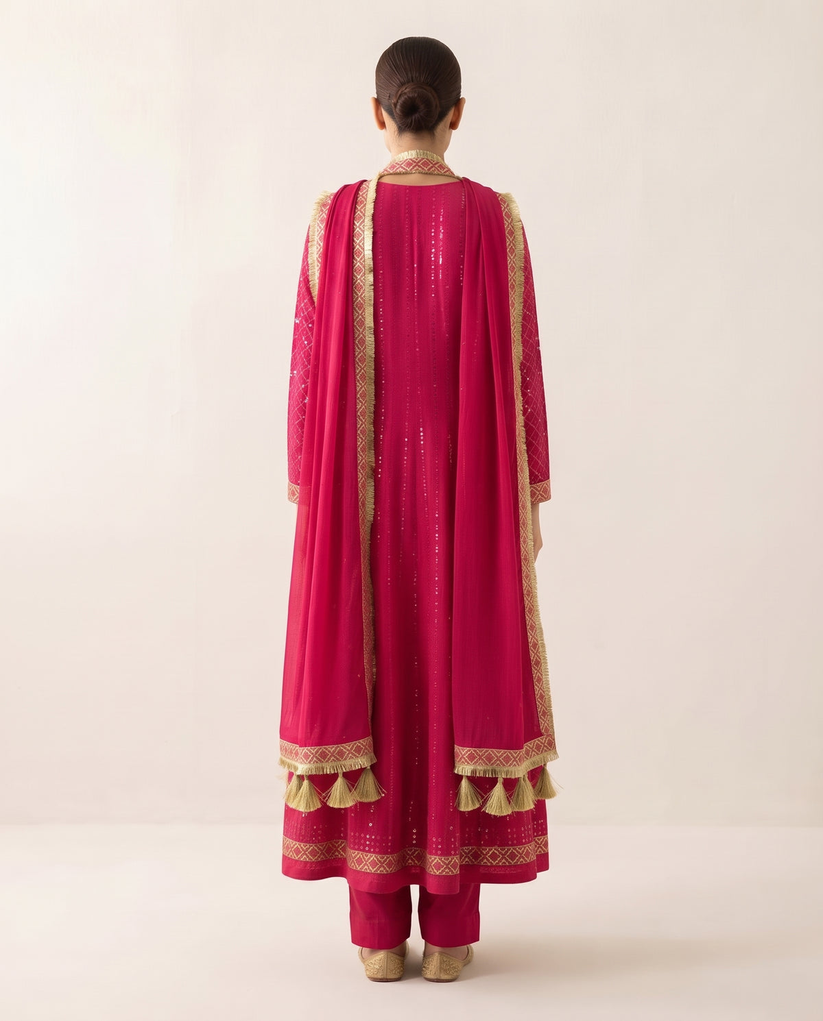 Maroon 3-Piece Suit with Matching Dupatta