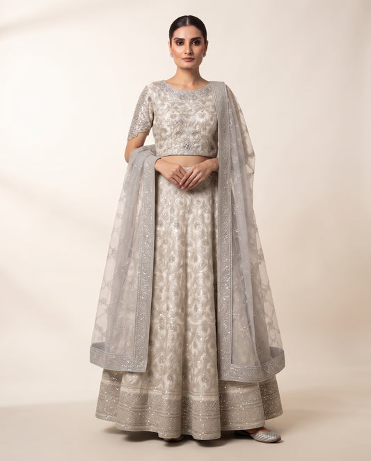 Champagne Silver Lehenga Choli