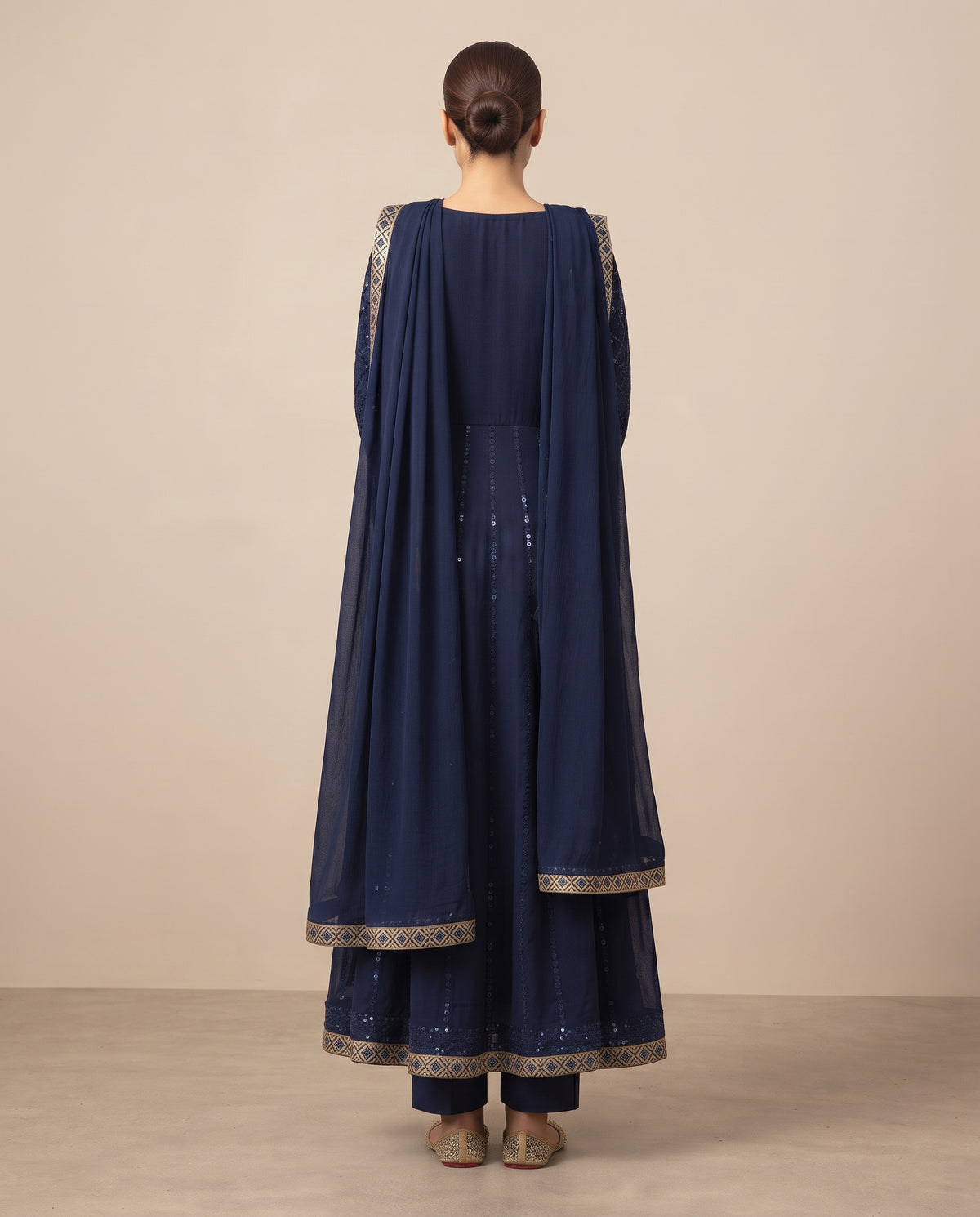 Midnight Blue Embellished Long Frock