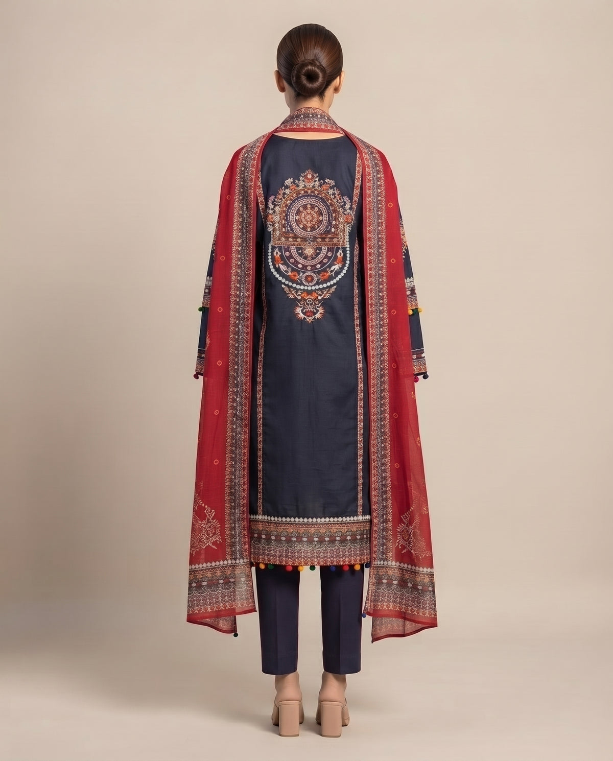 Midnight Blue Embroidered 3-Piece