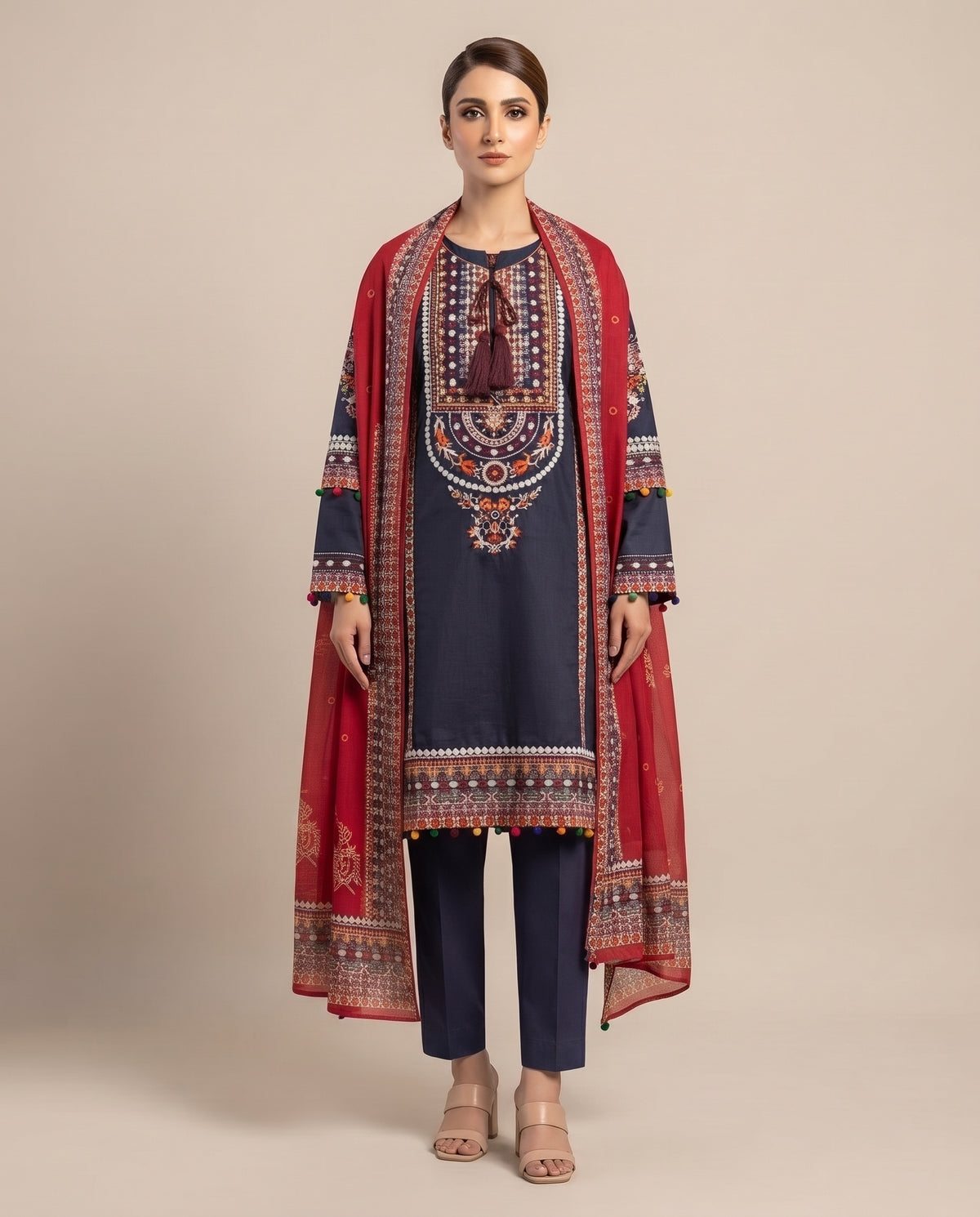 Midnight Blue Embroidered 3-Piece