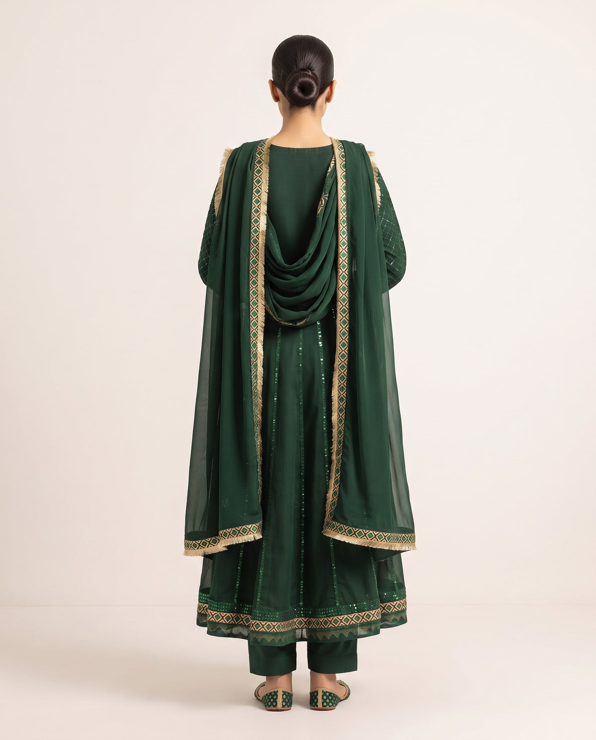 Emerald Green Embellished Long Frock